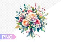 Wedding Floral Bouquet Sublimation - Clipart PNG Design Product Image 1