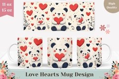 Cartoon Bears Mug Wrap Design, Love Hearts Mug Sublimation Product Image 1