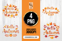 Hello Autumn Leaves Quote Clipart Sublimation PNG Product Image 1