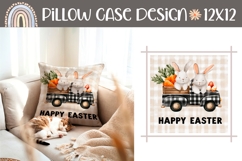 Happy Easter Pillow PNG, Easter Truck Pillow Sublimation Product Image 1