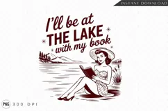 Woman Reading Book At Lake Sublimation PNG Product Image 1