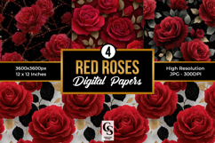 Red Roses Digital Paper Pattern Product Image 1