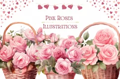 Pink Roses Clipart, Valentine's Day Clipart, Flowers Clipart Product Image 1