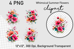 Whimsical Summer Flowers Clipart PNG Product Image 1