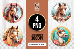 Floral Horse Clipart Sublimation PNG Product Image 1