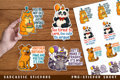 12 Sarcastic birthday Stickers, Funny Animals sticker Bundle Product Image 4