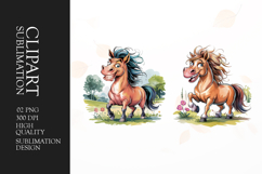 Grumpy Horse watercolor clipart sublimation Product Image 1