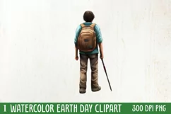Watercolor Earth Day Clipart, Planet Earth Clipart Product Image 1