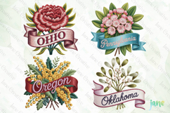 USA State Flowers Embroidery Clipart Product Image 1