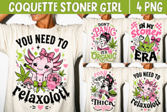 Coquette Stoner Girl PNG, Weed Lover Skull Pink Retro Girly Product Image 1