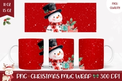Red Christmas Snowman Mug, Christmas Presents Mug PNG Product Image 1