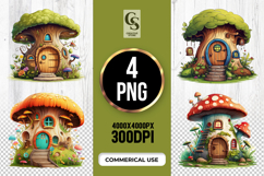 Mushroom House Clipart Sublimation PNG Product Image 1
