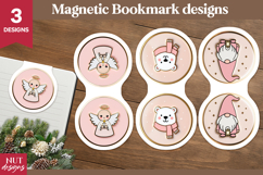 Christmas Magnetic Bookmark Cute pink Christmas pin enamel Product Image 1