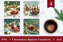 Vintage Christmas Square Coaster, Santa Claus Square Coaster Product Image 1