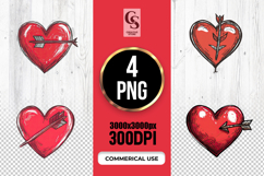 Arrow Heart Hand Drawn Illustration Clipart Sublimation PNG Product Image 1