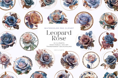 Watercolor Leopard Rose Clipart Bundle Product Image 1