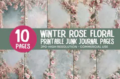 Winter Rose Floral Junk Journal Pages Product Image 1