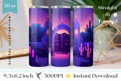 Colorful Tumbler Wrap Design, Neon Pink Tumbler Template Product Image 1