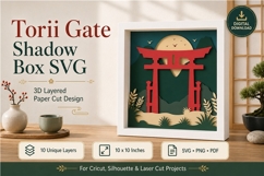 Torii gate shadow box svg 3d papercut frameable wall decor Product Image 1