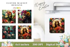 Stained Glass Jesus Christ PNG, Christian Magnet Designs Product Image 1