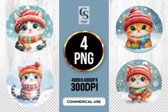 Winter Cat Portraits Clipart Sublimation PNG Product Image 1