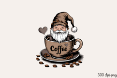 Gnome sitting in a coffee cup labeled _Coffee_ PNG Product Image 2