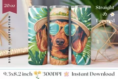 Summer Dog Tumbler Wrap Design, Dog With Sunglasses Tumbler Product Image 1