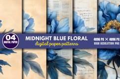 Midnight Blue Floral Backgrounds Bundle PNG Product Image 2
