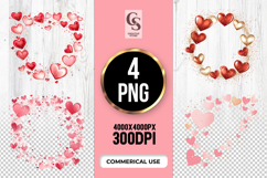 Red and Gold Heart Wreath Clipart Sublimation PNG Product Image 1