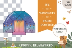 Hand Drawn Glamping Illustration, Cartoon Glamping Tent PNG Product Image 1
