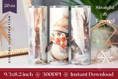 Watercolor Christmas Tumbler Design, Christmas Penguin PNG Product Image 1