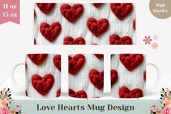 Embroidery Love Mug Design, Red Love Hearts Mug Template Product Image 1