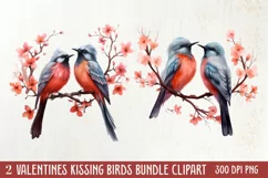 Breeds of Valentine Kissing Birds, Valentine's Day Clipart Product Image 1