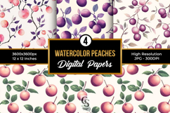 Watercolor Peaches Digital Paper Product Image 1