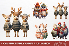 Christmas Family Animals Sublimation PNG Product Image 1