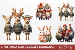 Christmas Family Animals Sublimation PNG Product Image 1