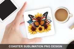 4Th Of July Butterfly- Coaster Sublimation Design Product Image 1
