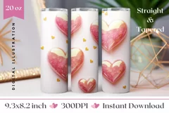 Glitter Love Hearts Tumbler Wrap, 3D Valentine's Day Tumbler Product Image 1