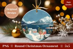 Winter Village Round Ornament, Winter Round Ornament PNG Product Image 1