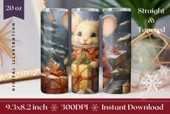 Christmas Tumbler Wrap, Christmas Mouse Tumbler Sublimation Product Image 1