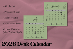 2026 Printable Desk Calendar - Zodiac | Sage Green Product Image 1
