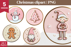 Christmas Clipart, Pink Christmas Enamel pin Clipart PNG Product Image 1