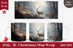 Winter Deer Mug Wrap Design, Christmas Coffee Cup Design Product Image 1