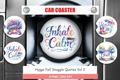 Hygge Fall Snuggle Quotes Car Coaster Product Image 1