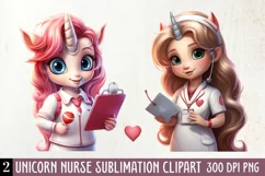 Unicorn Nurse Clipart, Unicorn Nurse Sublimation Product Image 1