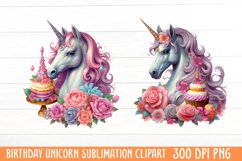 Birthday Unicorn Sublimation Clipart Product Image 1