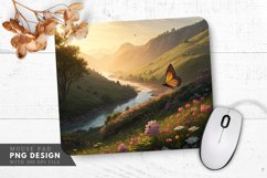 Serene Valley Butterfly Bliss Mouse Pad PNG Design Product Image 1