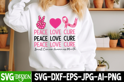 Peace Love Cure Breast Cancer Awareness Month SVG Design Product Image 1