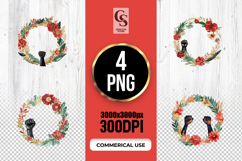 Floral Wreath Raised Fist Symbol Clipart Sublimation PNG Product Image 1