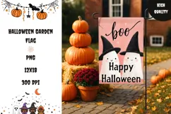 Welcome Garden Flag, Boo Halloween Garden Flag Template Product Image 1